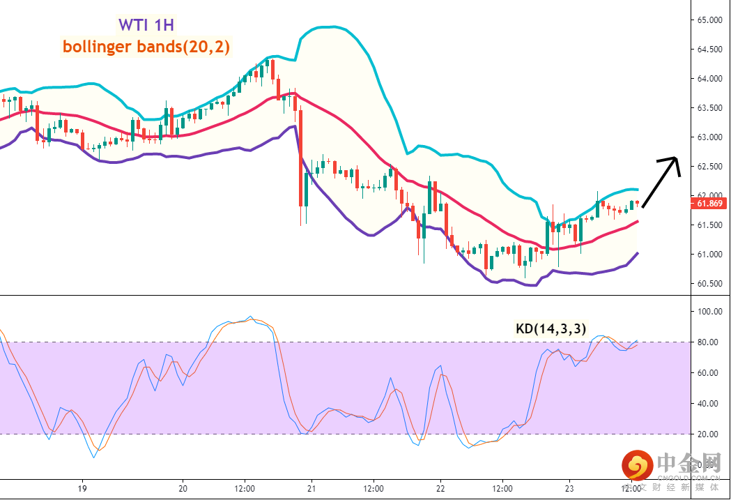 美油(WTI)一小时图