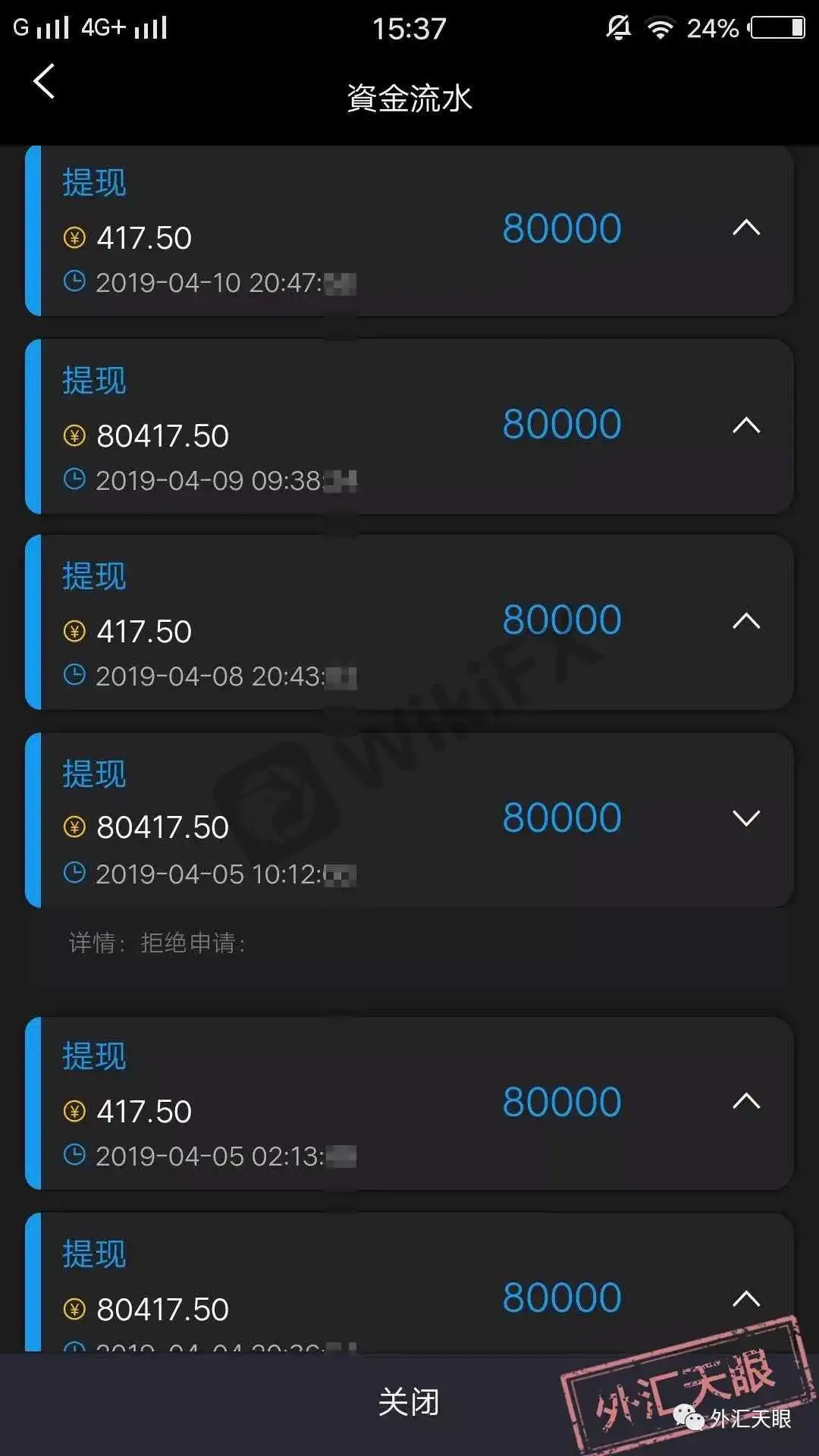 孙先生的出金申请记录