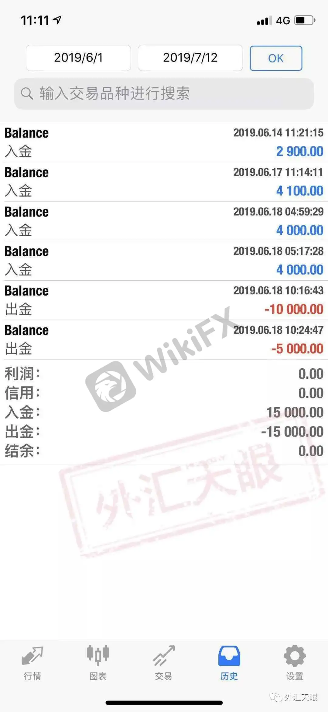 曾女士账户交易记录截图